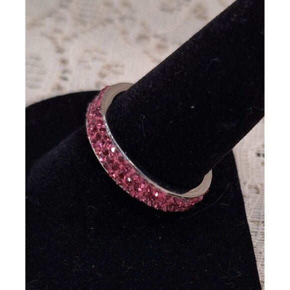 EUC Pink Rhinestone Eternity Band Ring Size 10 - Picture 2 of 5